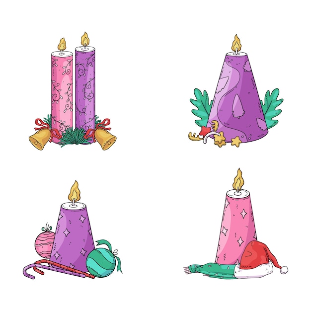 Free Vector hand drawn advent candles collection