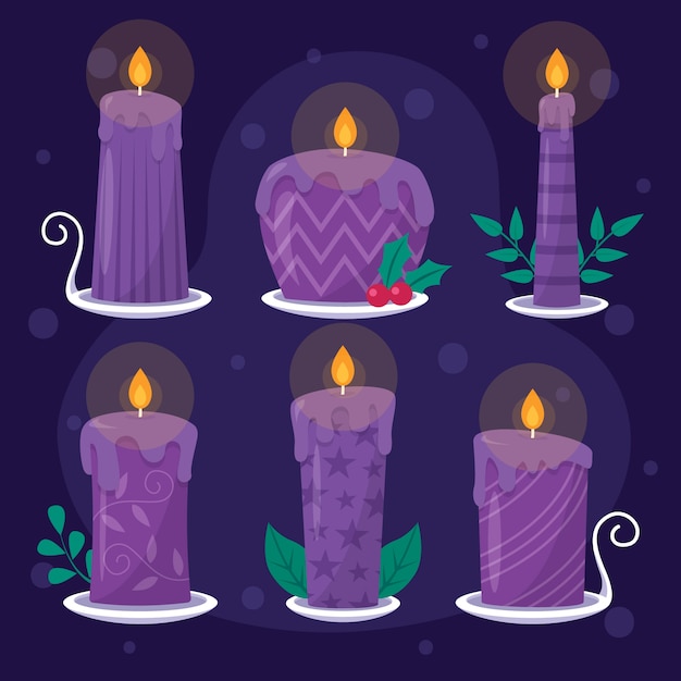 Free Vector hand drawn advent candles collection