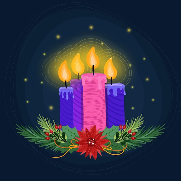 Free Vector hand drawn advent wreath