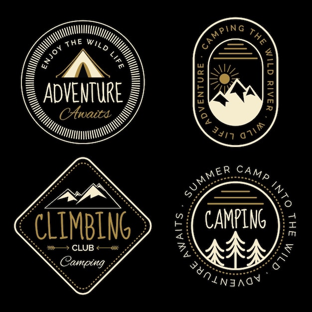 Hand drawn adventure badges collection