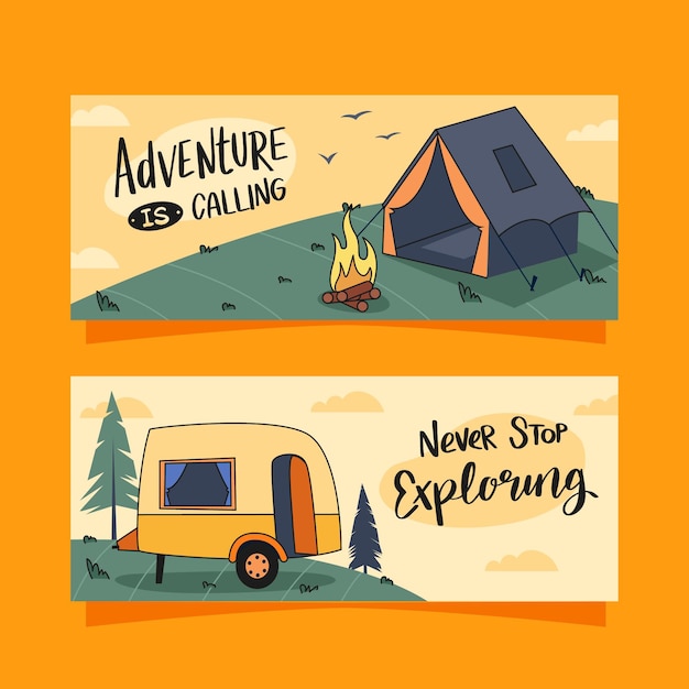 Free Vector hand drawn adventure banners