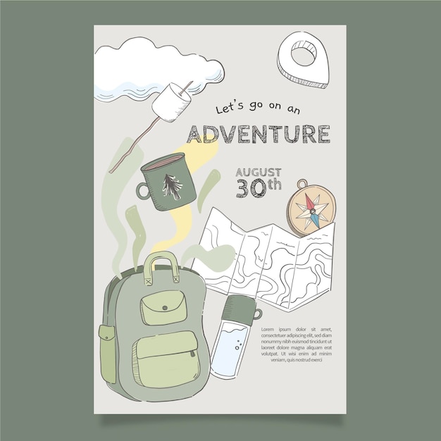 Free vector hand drawn adventure flyer