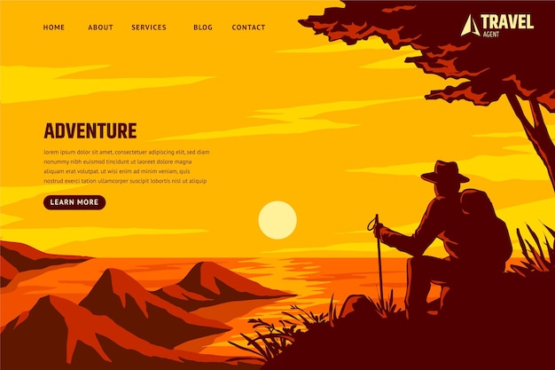 Free Vector hand drawn adventure landing page template