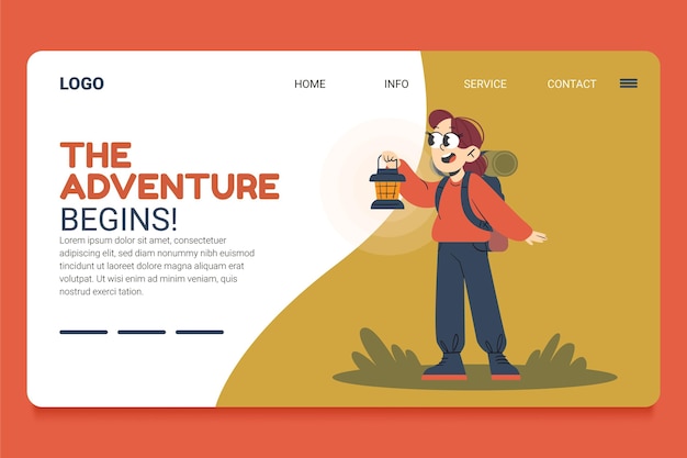 Free Vector hand drawn adventure landing page