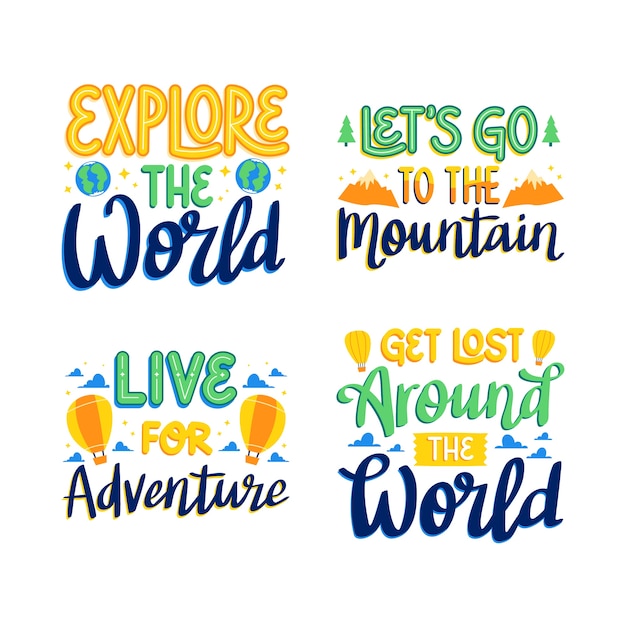 Free Vector hand drawn adventure lettering set