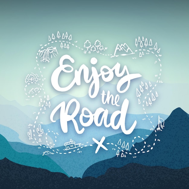 Free Vector hand drawn adventure lettering with photo