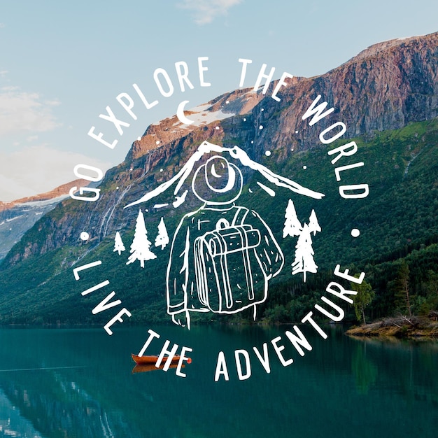 Hand drawn adventure lettering with photo