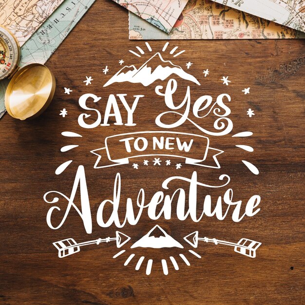 Hand drawn adventure lettering with photo