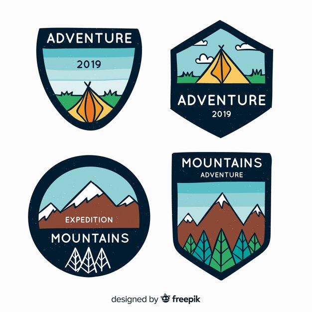 Hand drawn adventure logo collection