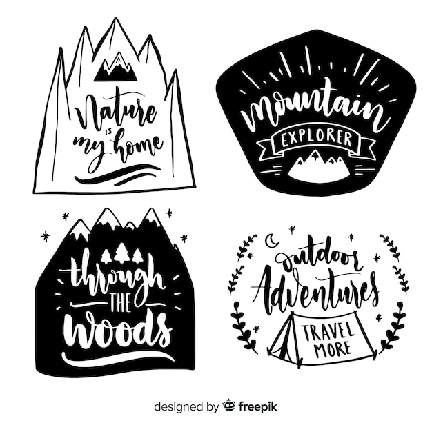 Hand drawn adventure logo collection