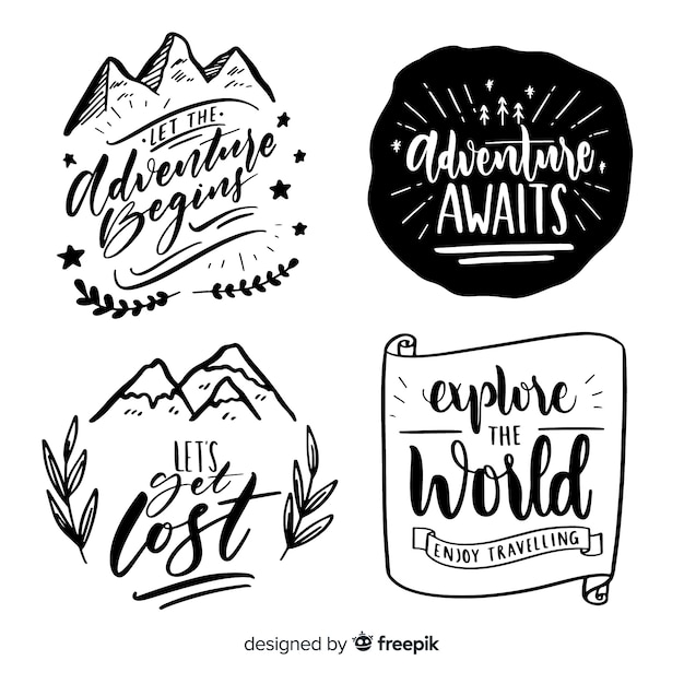 Free Vector hand drawn adventure logo collection