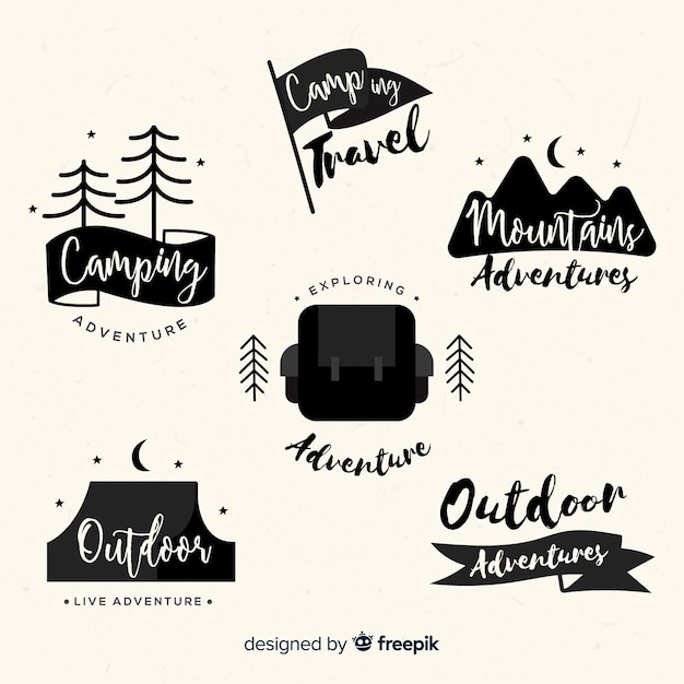 Hand drawn adventure logo collection