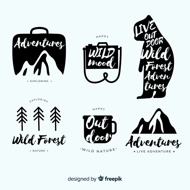 Hand drawn adventure logo collection