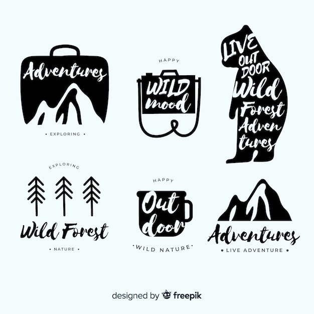 Hand drawn adventure logo collection