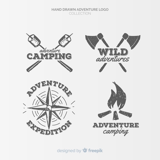 Free Vector hand drawn adventure logo collection