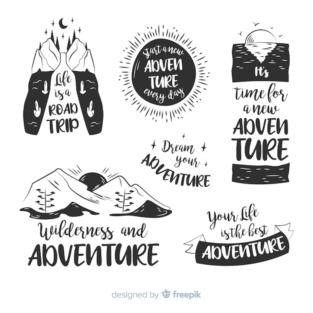 Hand drawn adventure logo collection