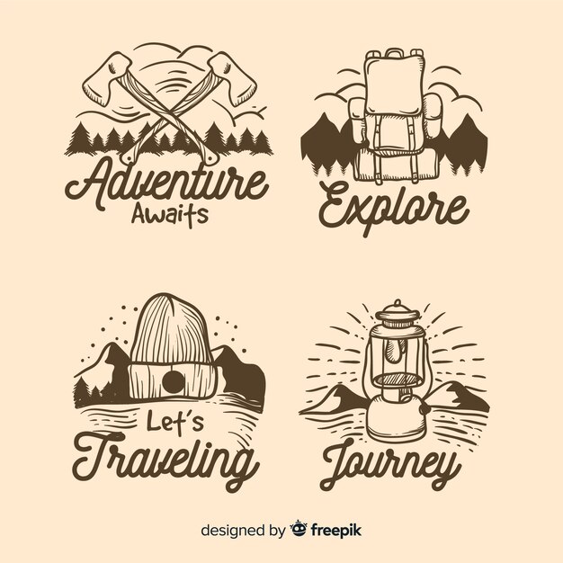 Hand drawn adventure logo collection