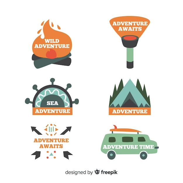 Free Vector hand drawn adventure logo collection