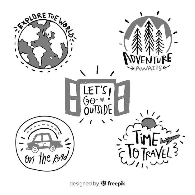 Hand drawn adventure logo collection