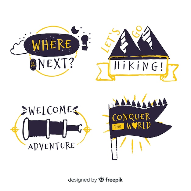 Free Vector hand drawn adventure logo collection