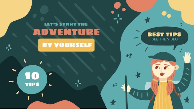 Free Vector hand drawn adventure youtube thumbnail