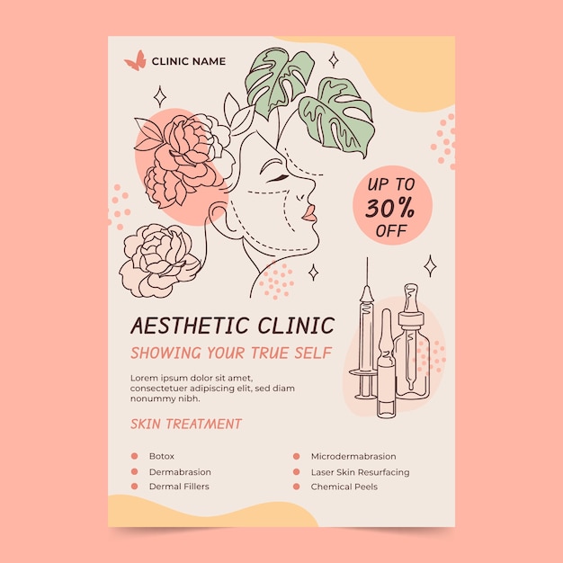 Hand drawn aesthetic medicine template design