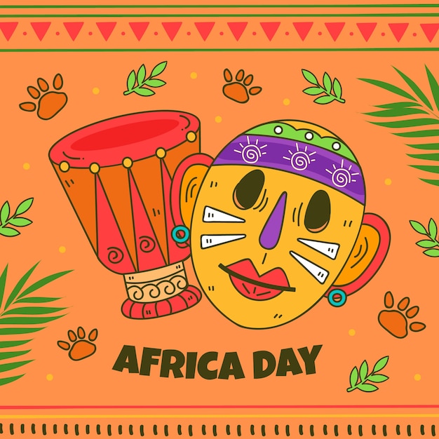 Hand drawn africa day illustration