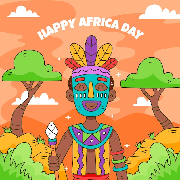 Hand drawn africa day illustration