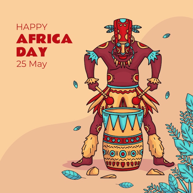 Hand drawn africa day illustration