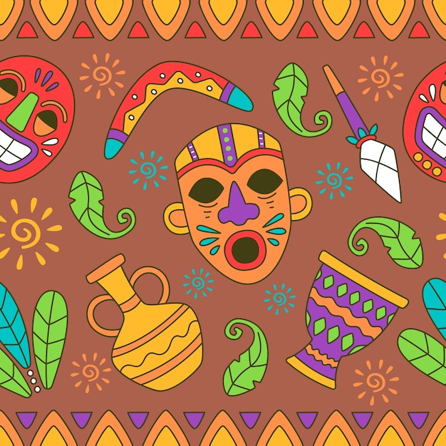 Hand drawn africa day pattern