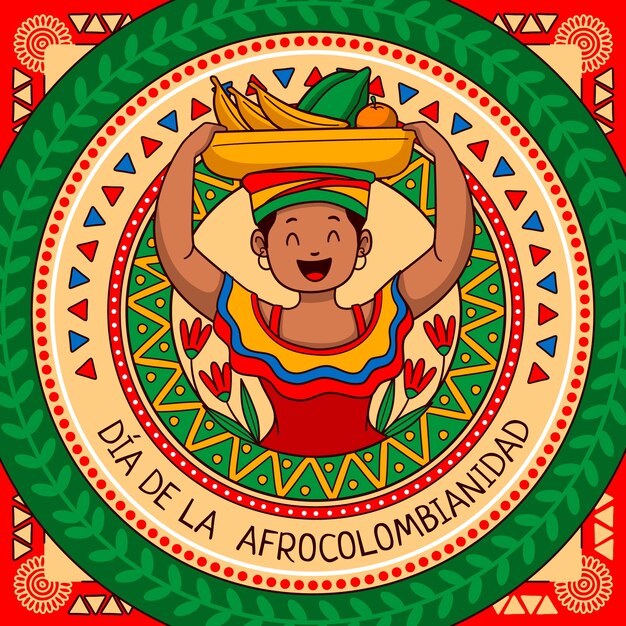 Hand drawn afrocolombianidad illustration