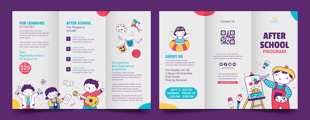 Hand drawn after school activities brochure