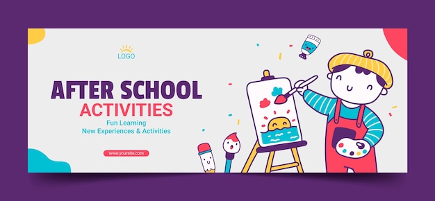 Hand drawn after school activities facebook cover