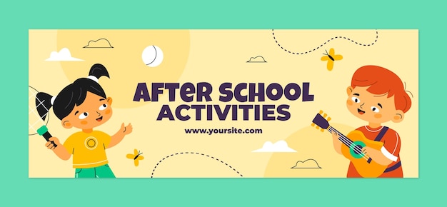 Hand drawn after school activities facebook cover