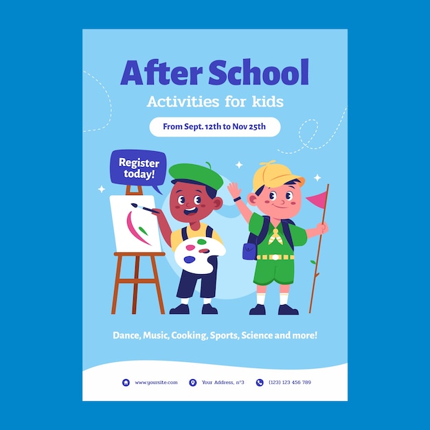 Hand drawn after school activities template