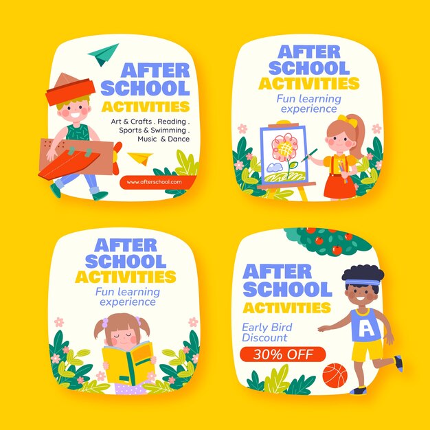 Hand drawn after school labels template