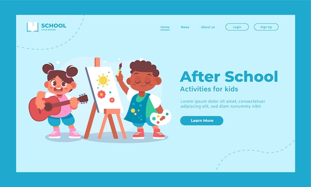 Hand drawn after school landing page