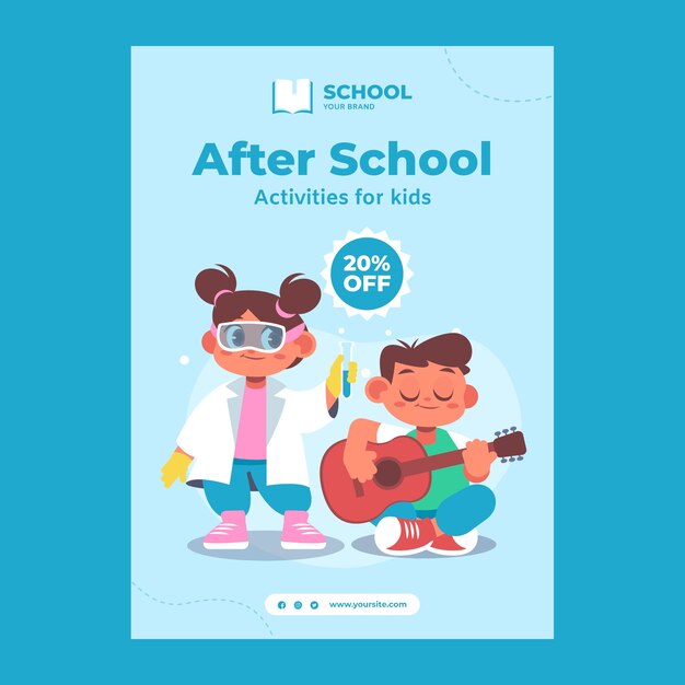 Hand drawn after school poster template