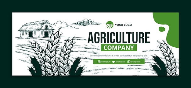 Hand drawn agriculture company facebook cover template