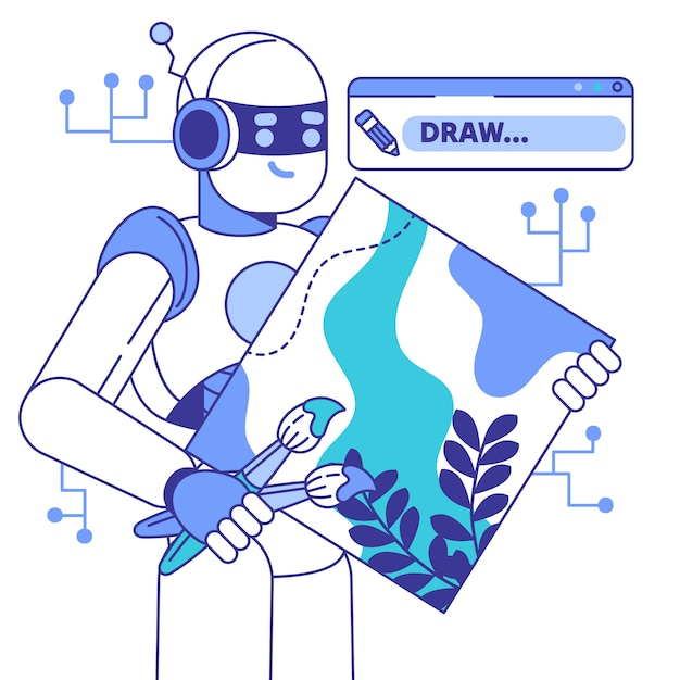 Free Vector hand drawn  ai generating artworks illustration