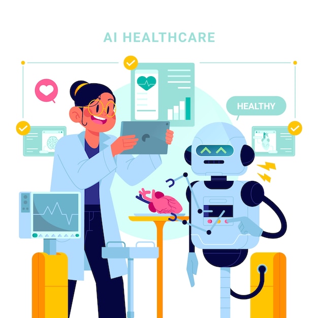 Hand drawn ai healthcare  illustration