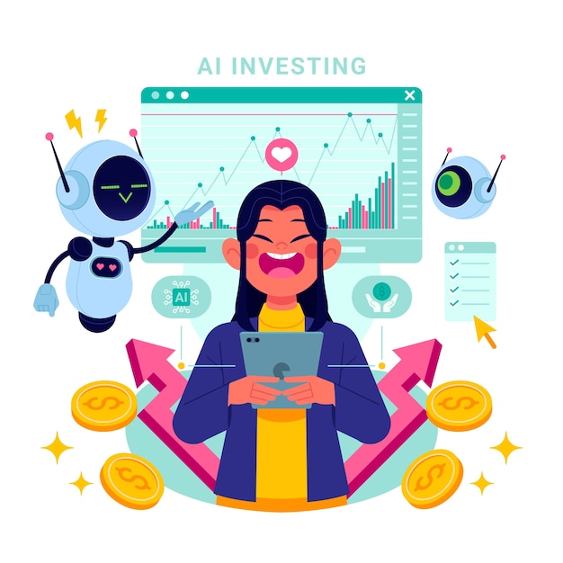 Free Vector hand drawn ai investing illustration