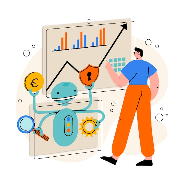 Free Vector hand drawn ai investing illustration