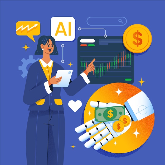 Free vector hand drawn ai investing illustration