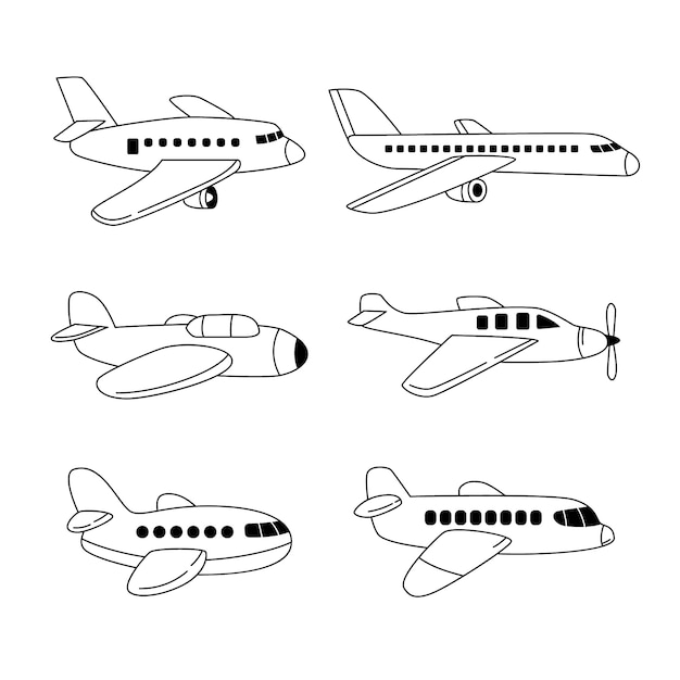 Hand drawn airplane outline illustration