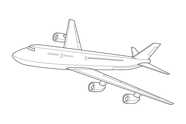 Hand drawn airplane outline illustration