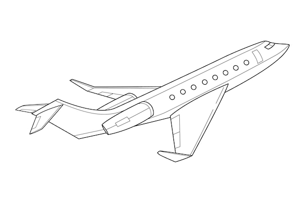 Hand drawn airplane outline illustration