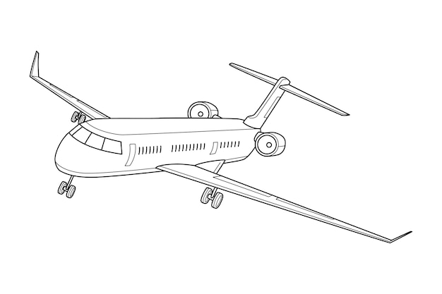 Hand drawn airplane outline illustration