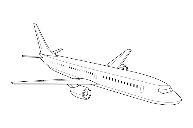 Hand drawn airplane outline illustration