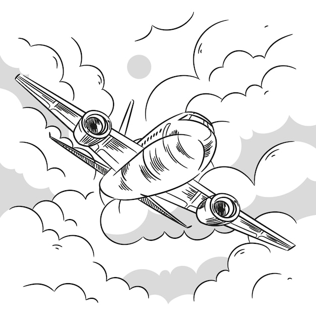 Free Vector hand drawn airplane outline illustration